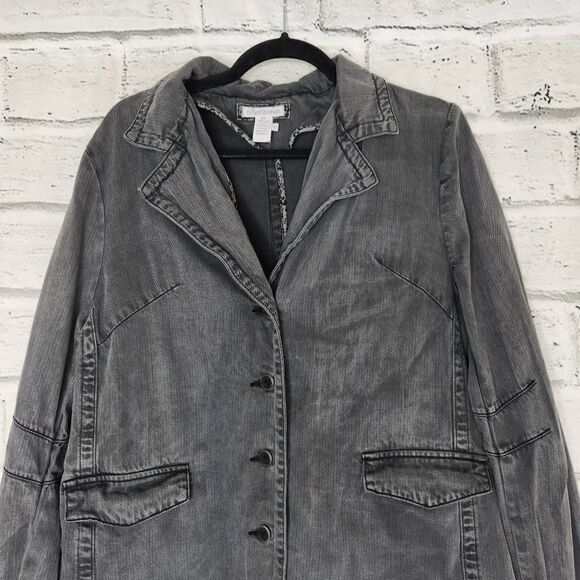 Carbon2Cobalt Beachfront in Lightweight Twill Blazer Jacket Dark Gray Size Large - Picture 2 of 12